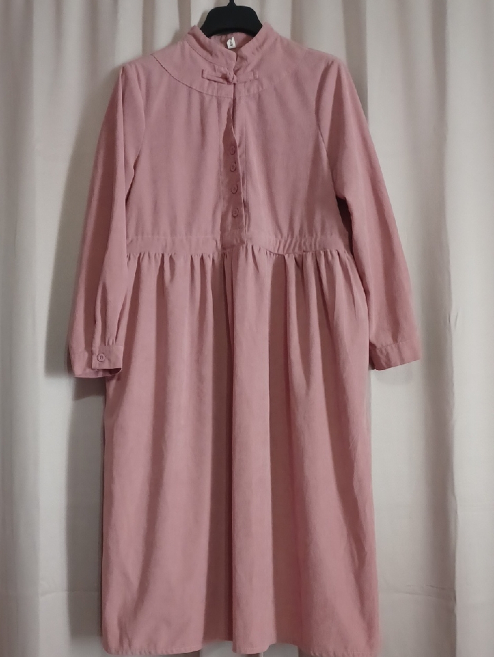 Ru Xuan Baby Corduroy Cottagecore Prairie Midi Dress Mauve Pockets Mori Girl XL